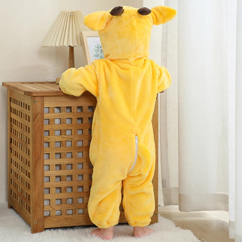 MICHLEY Halloween Giraffe Baby Rompers Winter Pajamas for Children Toddler Flannel Kids Onesies Costumes Jumpusit Boys Girls