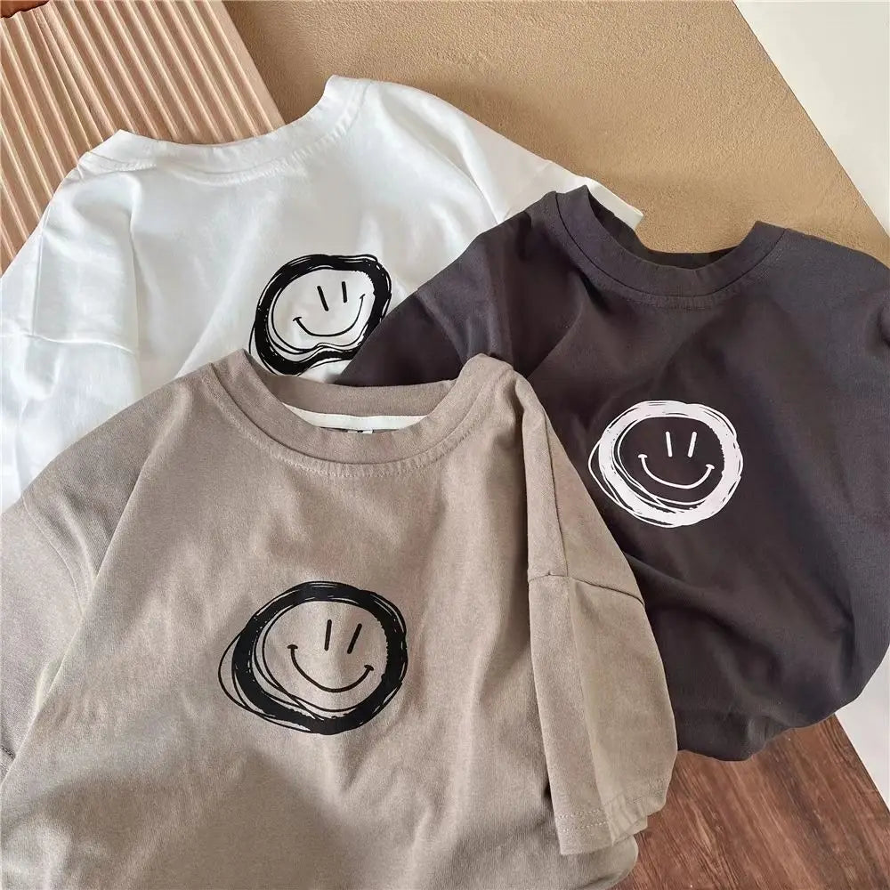 Solid Color Tees Baby Unisex Clothing New Style Simple Fashion Bottoming Shirt Child's Boys Thin Cotton Tshirt Summer Pullovers