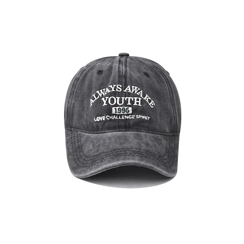 Unisex Washed Cotton Caps Letter Embroidery Vintage Baseball Cap Men Women Adjustable Casual Outdoor Streetwear Sports Sun Hats