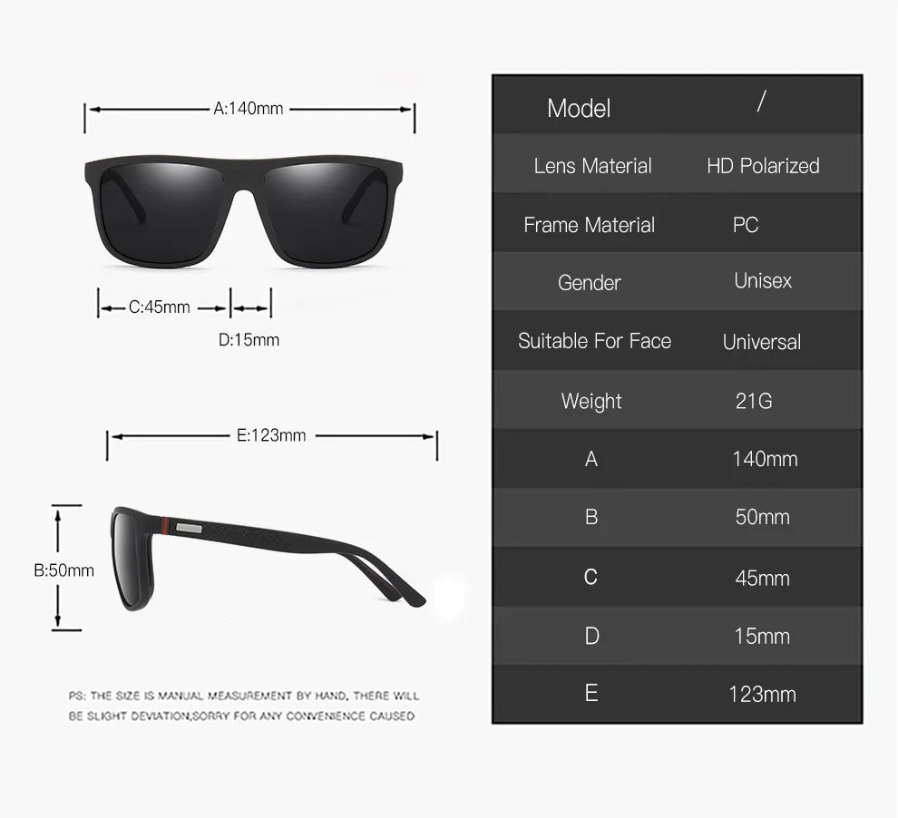 Fashion Vintage Square Polarized Sunglasses Men Women Luxury Brand Designer Men's Sun Glasses Driving Fishing UV400 Eyewear Man
