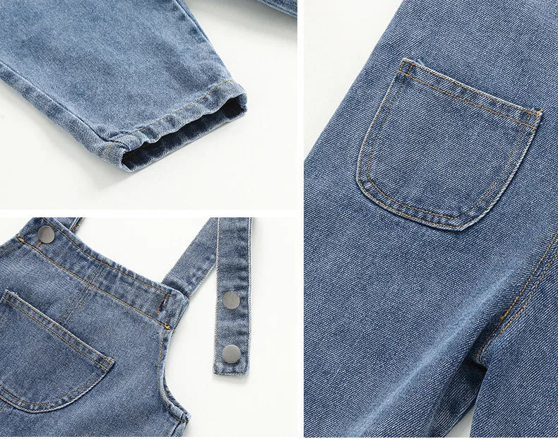 MILANCEL New Arrival Children Clothes Baby Girls Boys Overalls Solid Brief Style Toddler Denim Overol Jumpsuits