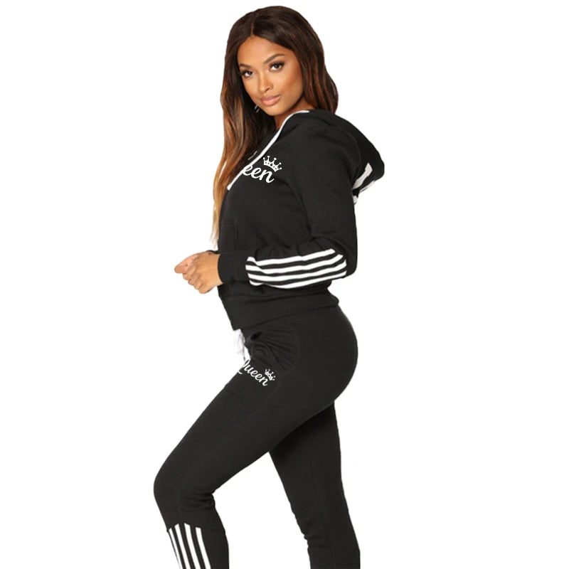 Fashion Casual Sweatsuits for Women Two Pice Set Tracksuit Jogging Suit Zipper Long Hoodies Running Sportswear High Street Pant