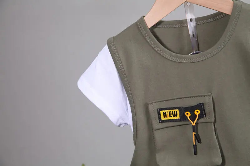 New Children Cotton Clothes Summer Kids Boys Patchwork T Shirts Shorts Pants 2Pcs/sets Infant Kids Toddler Tracksuits 0-5 Years