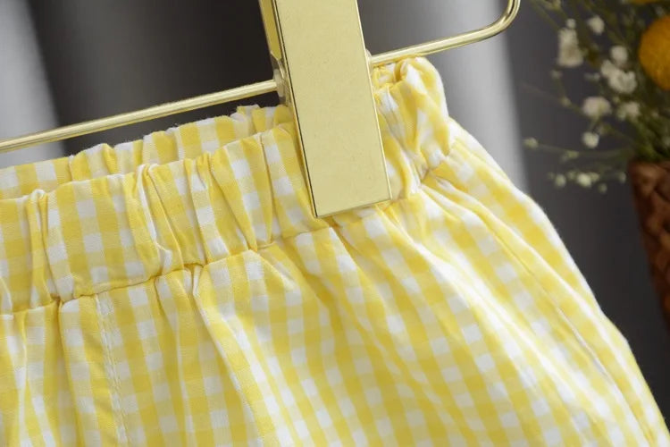 Summer Clothing Sets Baby Girl Cute Fruit Cotton Girls Plaid Sweet Princess 2pcs Suit Children's Clothing Kids Vestidos