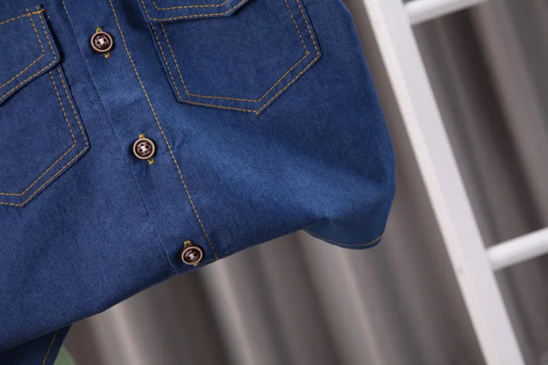 Summer new shirt 2024 boys lapel short-sleeved suit kidsren's clothing kidsren's workwear casual pants shirt two-piece set