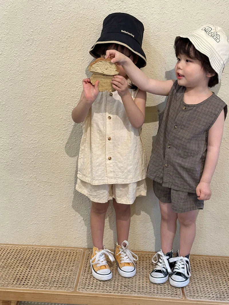 MILANCEL Summer Kids Clothing Set Boys Vest And Shorts 2 Pcs Suit Casual Girls Clothes Set