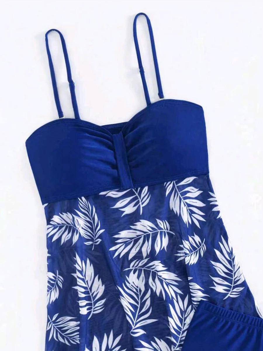 2025 Short Dress Tankini With Shorts Swimsuit Women Swimwear Female Padded Printed Bathing Swim Suit Swimming Beachwear Summer