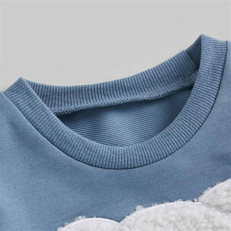 1-5 Years Kid Boys Girls 2Pcs Tracksuit Suits Fall Baby Plush Cartoon Bear Long Sleeves Sweatshirt Top + Elastic Waist Pants