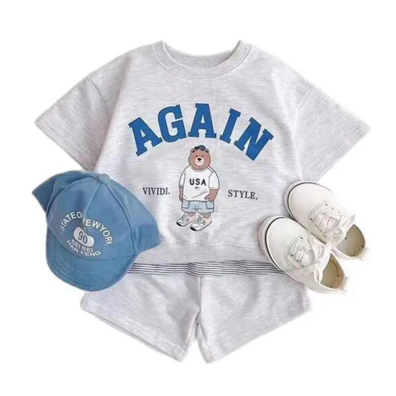 Fashion girls Toddler Baby Korea Clothing Fall Clothes Sets Baby Boys Set Kids Sports Bear Sweatshirt Pants 2Pcs 2 to 8 year