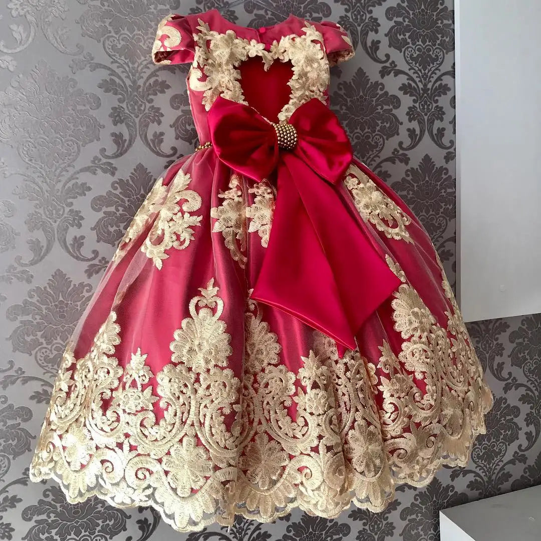 Snow White Princess Flower Dress for Baby Girls Kids Birthday Formal Gala Costumes Baby Girls Christmas Luxury Backless Clothes