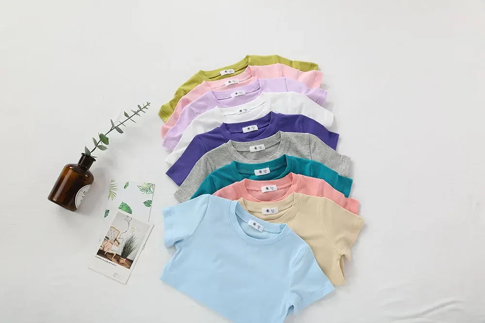2-7T Toddler Kid Tshirt Summer Cotton Baby Boy Girls Clothes Short Sleeve Tee Top Casual Infant T Shirt Childrens Outfit
