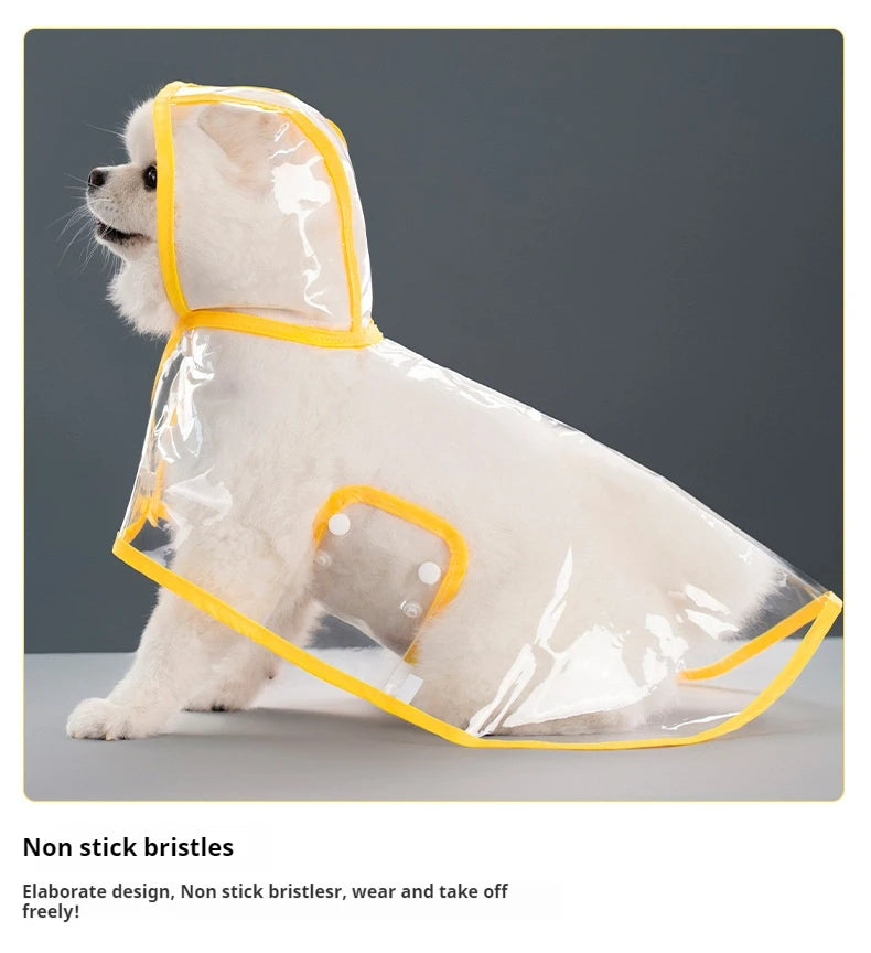 New Raincoat Pet Transparent Outgoing Raincoat Thickened Windproof and Waterproof Large, Medium, and Small Dog Clothes Plastic F