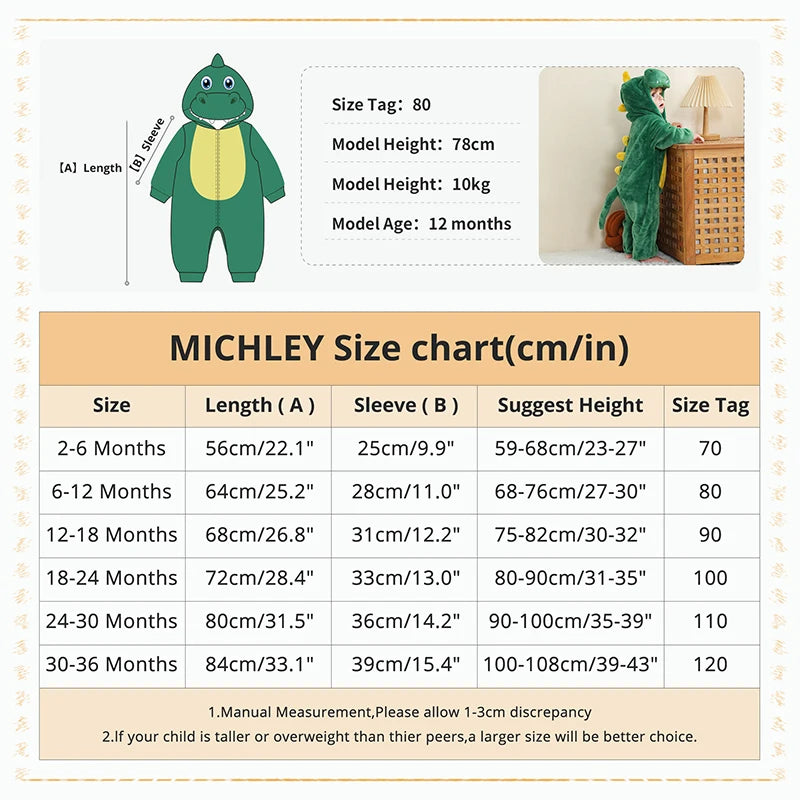 MICHLEY NEW Halloween Blue Dragon Baby Rompers Winter Costume Clothes Cartoon Jumpsuit Bodysuits Overall For Girl Boy Bebe 2-36M
