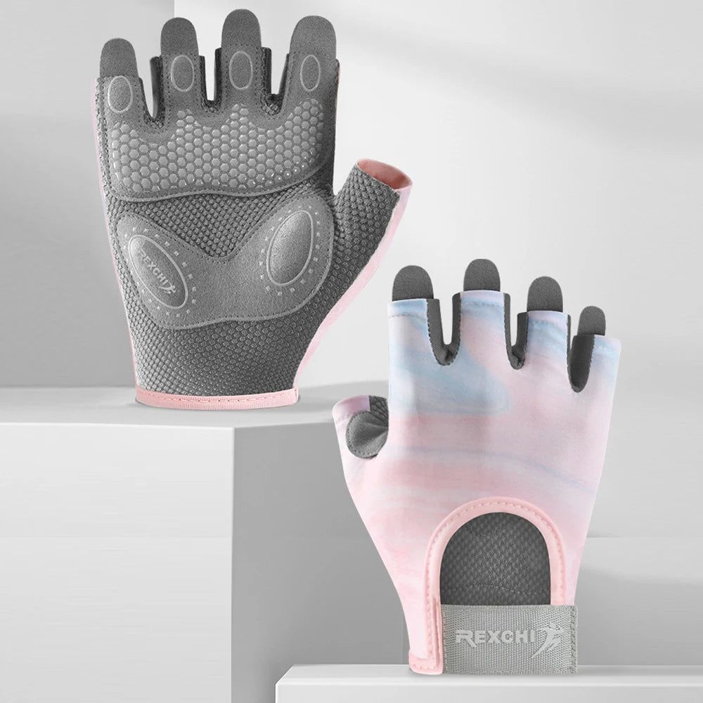 1Pair Workout Gloves Men Women Gym Lifting Fitness Climbing Exercises Work Out Wrist Belt Shock Absorb Foam Pad Palm Crossfit
