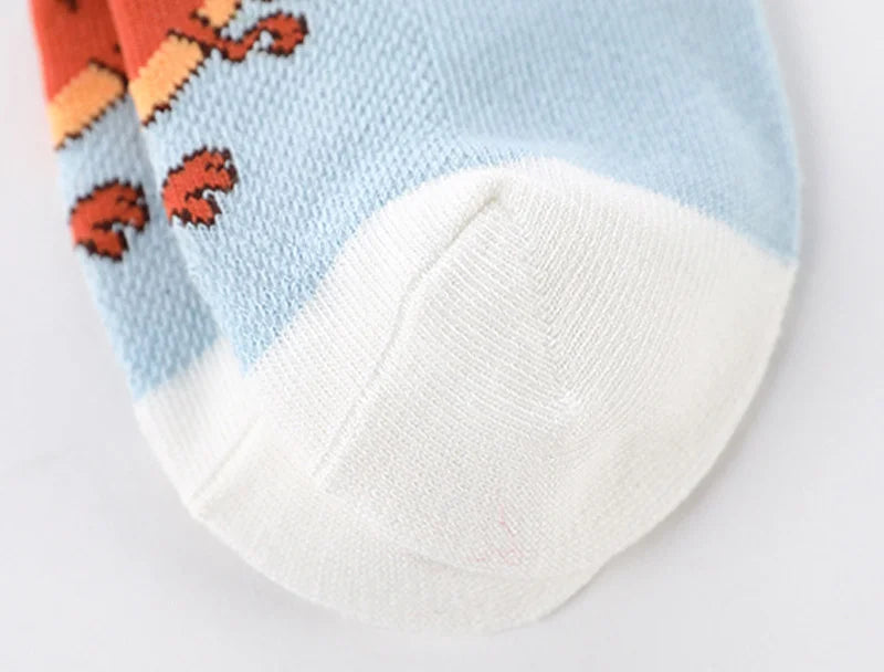 5 Pairs Kids Socks for Children Boys Girls Cartoon Dinosaur Summer Low Cut Slipper Hosiery Ankle Footed Casual Sock 1-12 Years