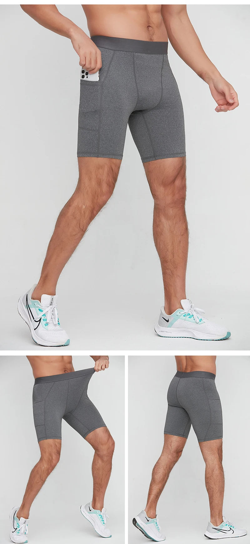 Compression Shorts Men Fitness Leggings Short Pants Sportswear Men Solid Bodybuilding Training Tights Shorts Men Running Shorts