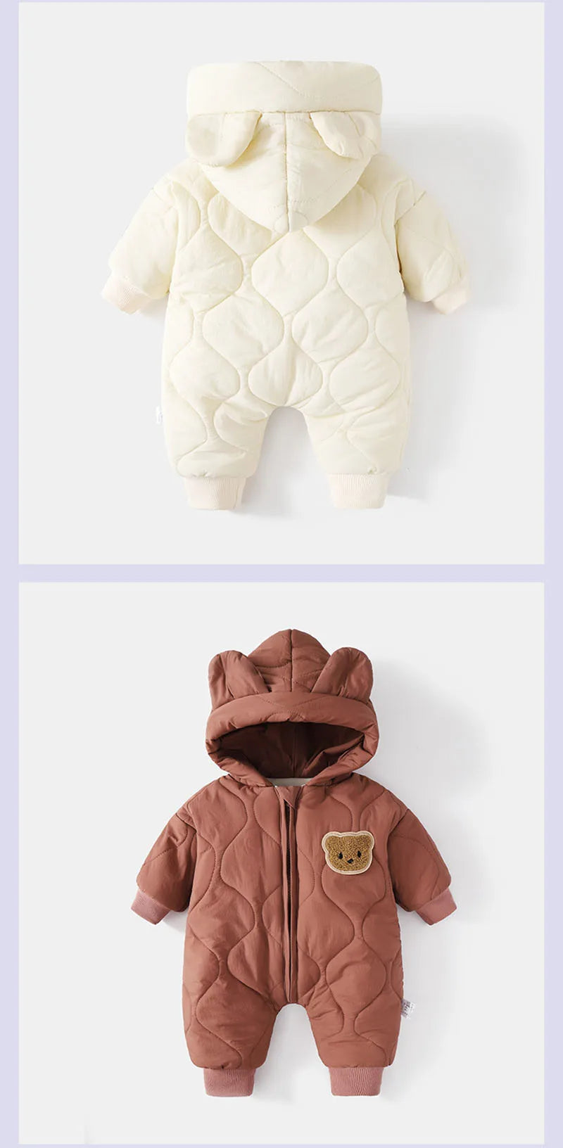  Winter Baby Outwear Clothing Fur Lining Warm Thick Toddler Girl's Boy's Rompers Cartoon Bear Infant Jumpsuit