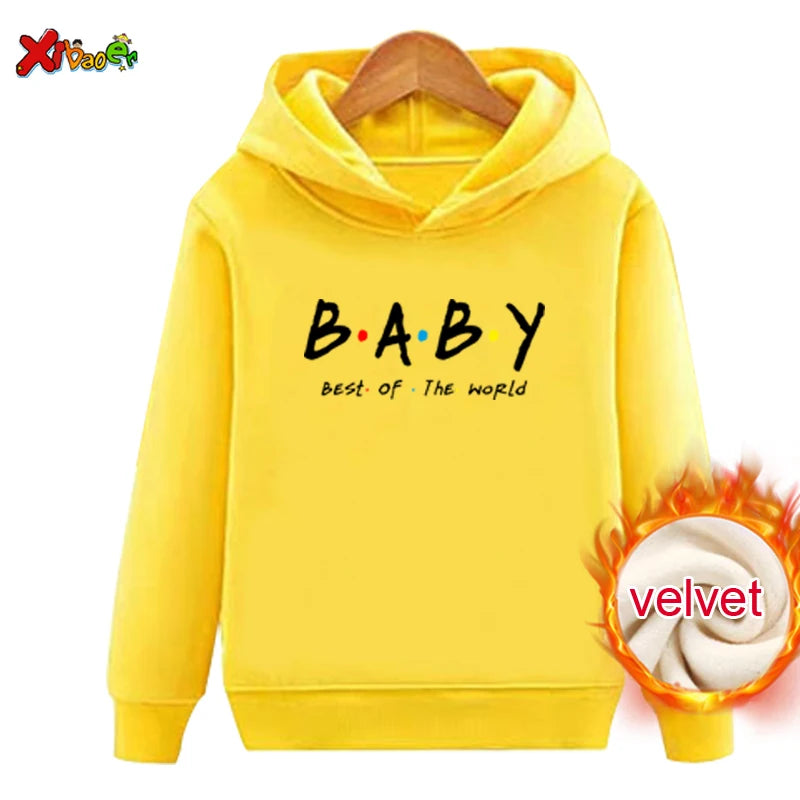 Family Outfit Matching Hoodie Winter Clothes Friend TV Font Outfit Warm Pullover Clothing Sweater Velvet Children Sweatshirt MOM