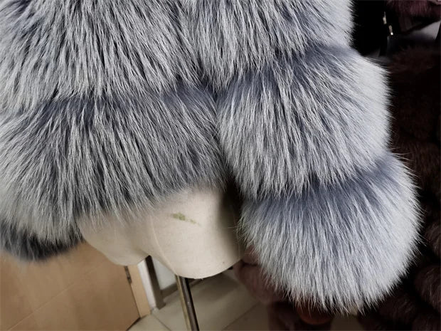 MAOMAOKONG Super Hot Winter Women Luxury Thick Real Raccoon Fur Coat Natural Fox Fur Jacket Plus Size Furry Jackets Female Vest