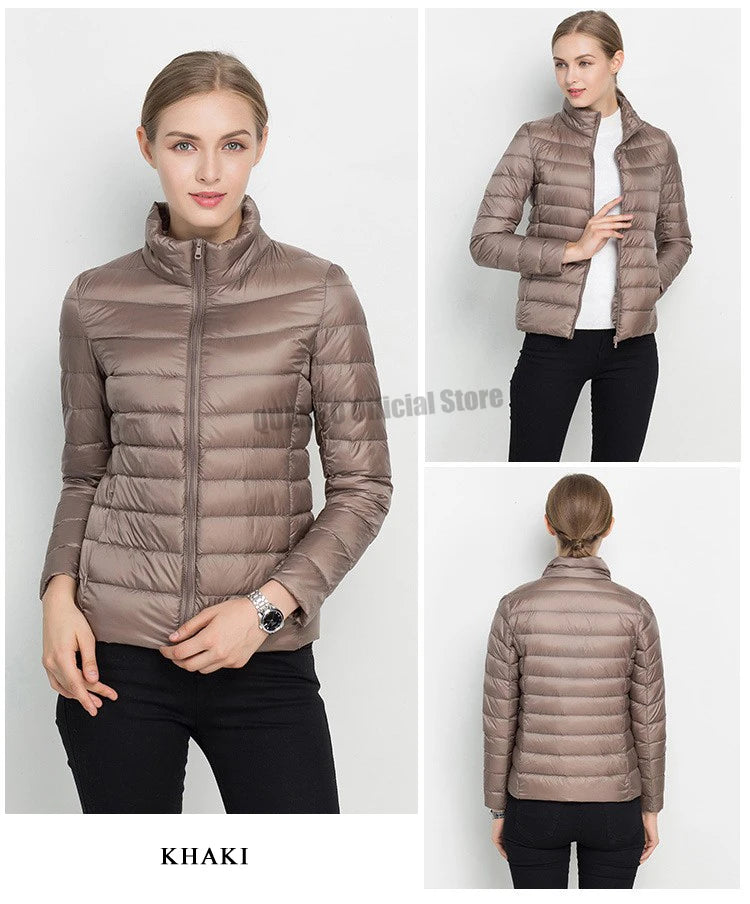 Women Spring Jacket Fashion Short Ultra Lightweight Packable Puffer Coats 15 Colors Female Down Warm Korean Slim Fit Parkas 5XL