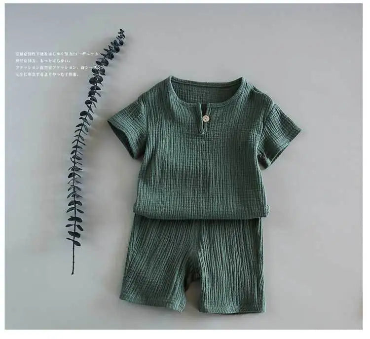 12M-8 Yrs 2 Pcs Boys Girls Clothing Sets 2021 Summer Baby Girls Clothes Cotton And Linen Retro Kids Children Clothes Suits