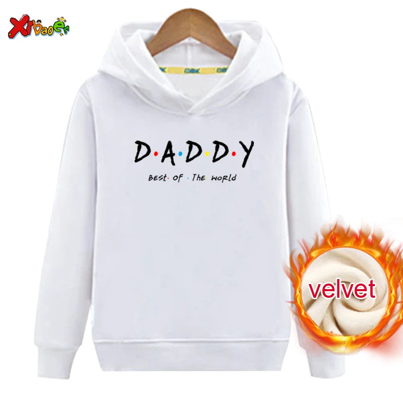 Family Outfit Matching Hoodie Winter Clothes Friend TV Font Outfit Warm Pullover Clothing Sweater Velvet Children Sweatshirt MOM