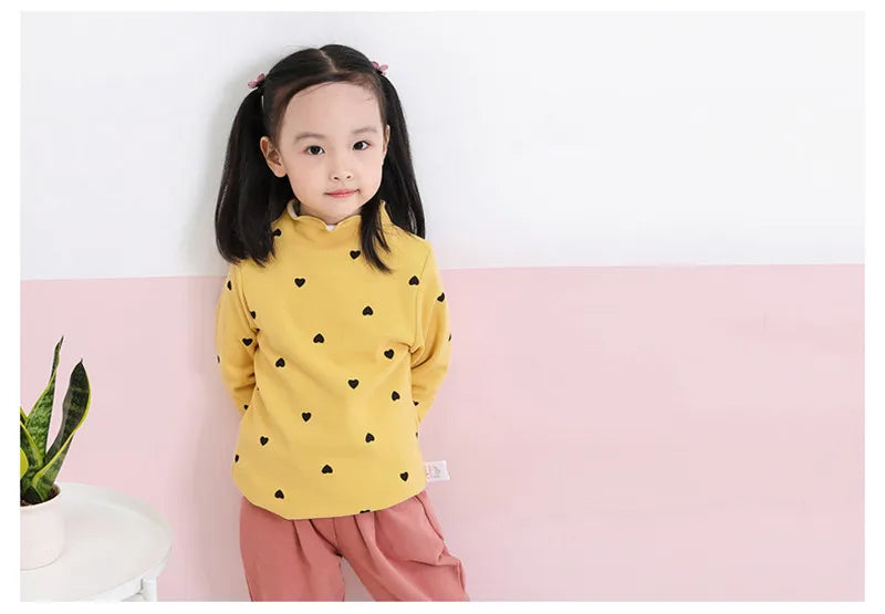 Cotton Baby Girls T-Shirt Long Sleeve Spring Kids Turtleneck Bottoming TShirts for Children Girl Tops Clothes