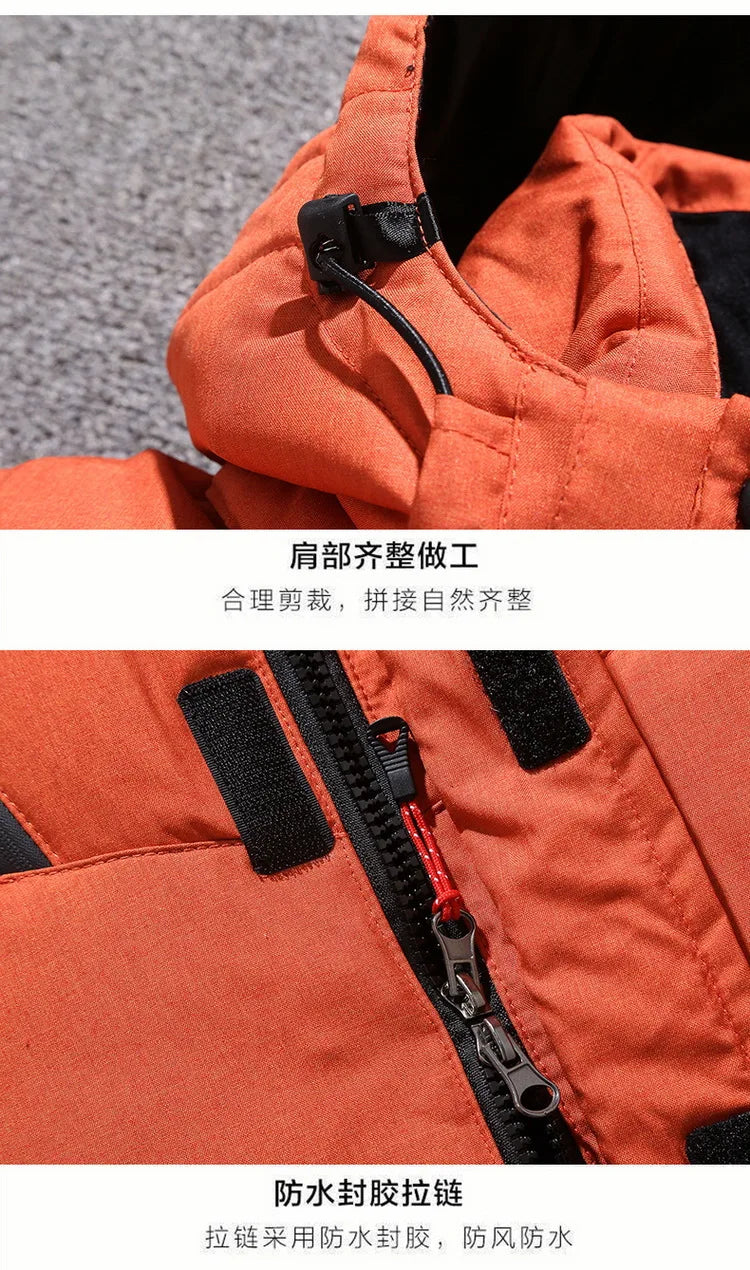 Mens White Duck Down Jacket Warm Hooded Thick Puffer Jacket Coat Male Casual High Quality Overcoat Thermal Winter Parka Men