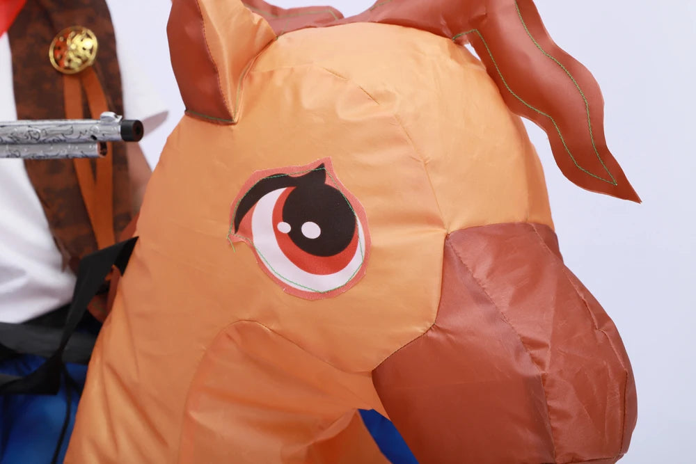 Kids Child Inflatable Horse Costume Cosplay Girls Boys Cowboy Ride Horse Funny Halloween Purim Party Inflated Garment Disfraces
