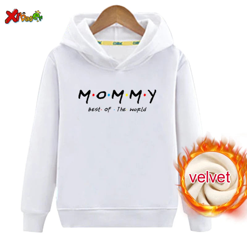 Family Outfit Matching Hoodie Winter Clothes Friend TV Font Outfit Warm Pullover Clothing Sweater Velvet Children Sweatshirt MOM