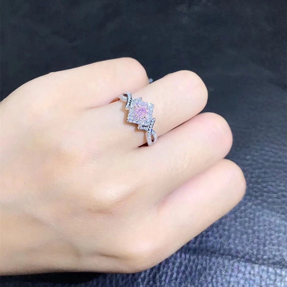 Huitan Pink CZ Women Engagement Rings Romantic Novel Design Female Rings Valentine's Day Anniversary Love Gift Statement Jewelry