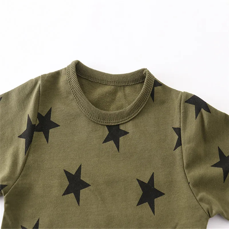 Jumping Meters 2-7T Long Sleeve Stars Print Boys Girls Sweatshirts Autumn Spring Kids Clothes Hot Selling Shirts Tops