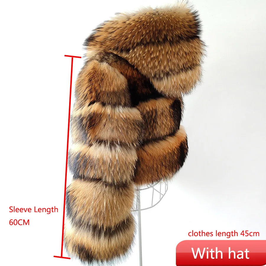 MAOMAOKONG Super Hot Winter Women Luxury Thick Real Raccoon Fur Coat Natural Fox Fur Jacket Plus Size Furry Jackets Female Vest