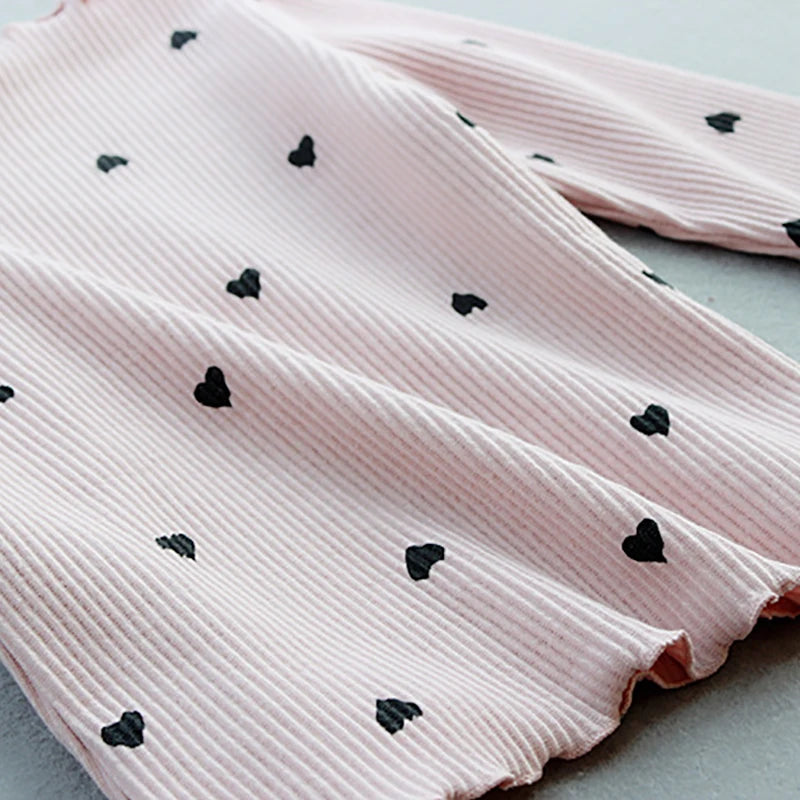Menoea Girls Lovely Heart Print Sweaters New Autumn Kids Baby Pattern Clothing Fashion Clothes Casual Outfits Knit Girls Sweater