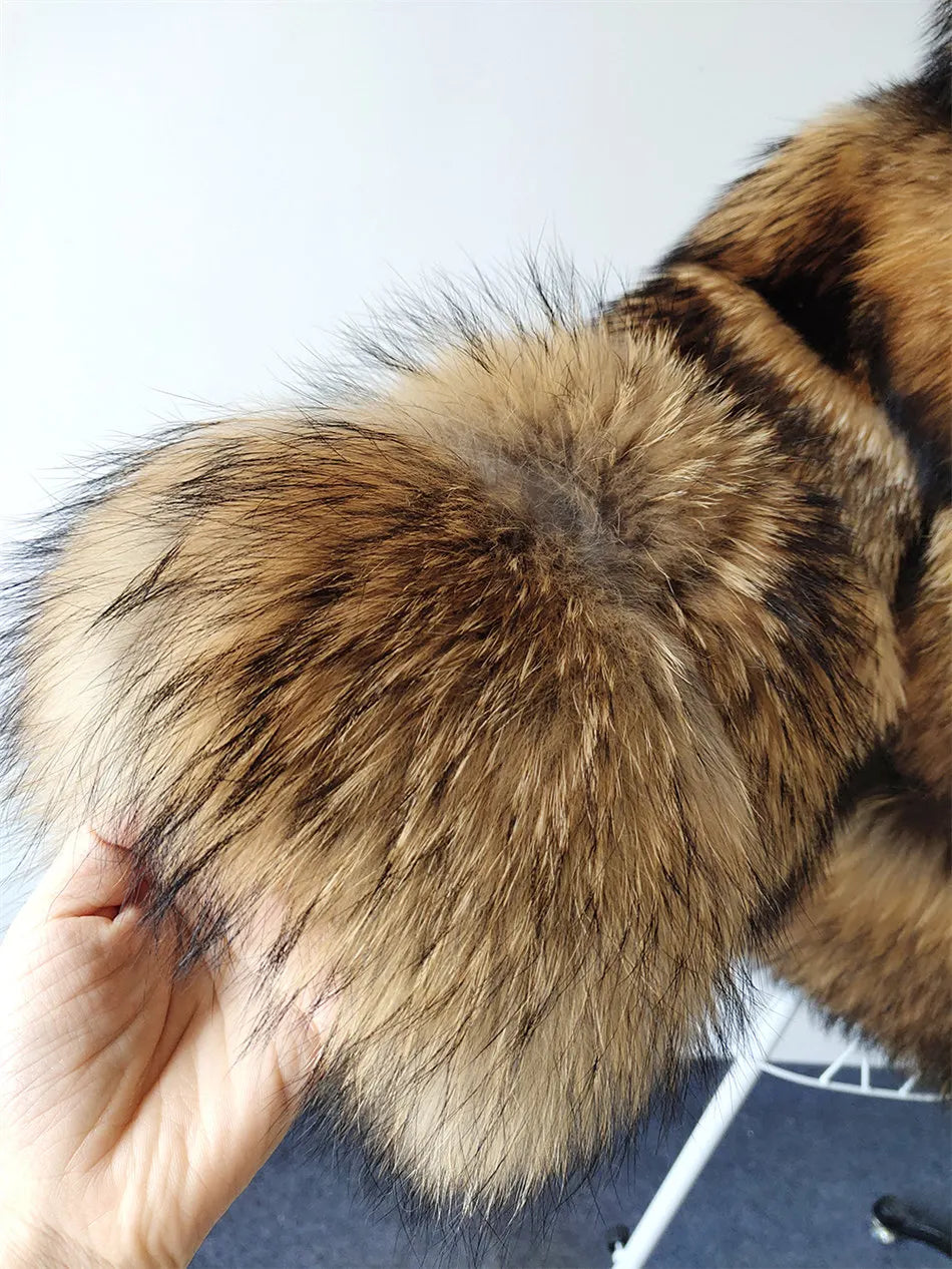 MAOMAOKONG Super Hot Winter Women Luxury Thick Real Raccoon Fur Coat Natural Fox Fur Jacket Plus Size Furry Jackets Female Vest