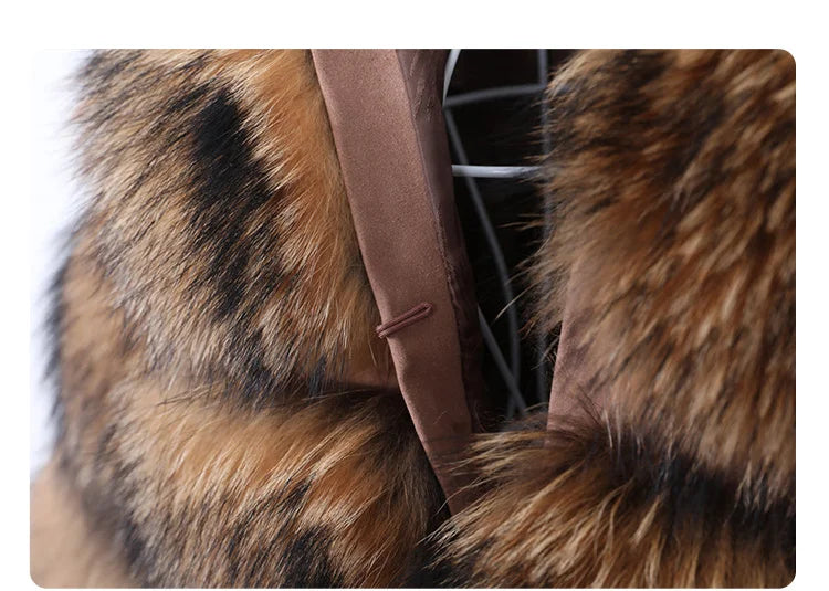 MAOMAOKONG Super Hot Winter Women Luxury Thick Real Raccoon Fur Coat Natural Fox Fur Jacket Plus Size Furry Jackets Female Vest