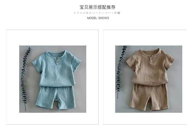 12M-8 Yrs 2 Pcs Boys Girls Clothing Sets 2021 Summer Baby Girls Clothes Cotton And Linen Retro Kids Children Clothes Suits