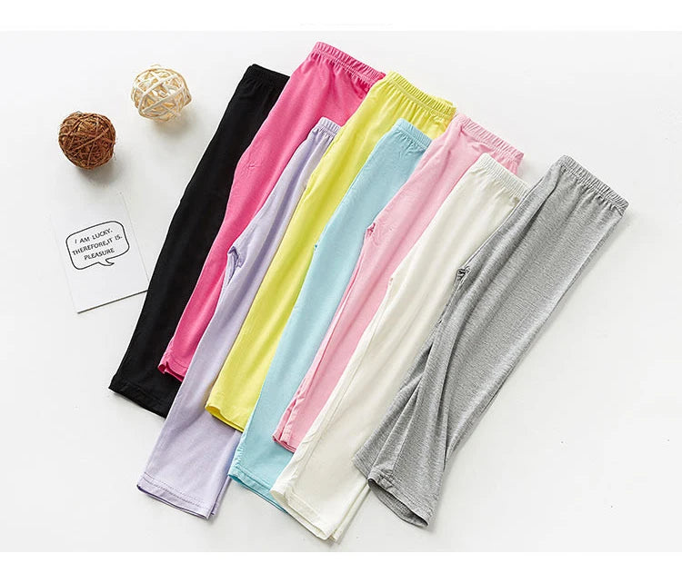 Summer Clothes Baby Girl Pants Children Cropped Pants Candy Color Calf-Length Girls Leggings Skinny Kids Trousers 2-12 Yrs