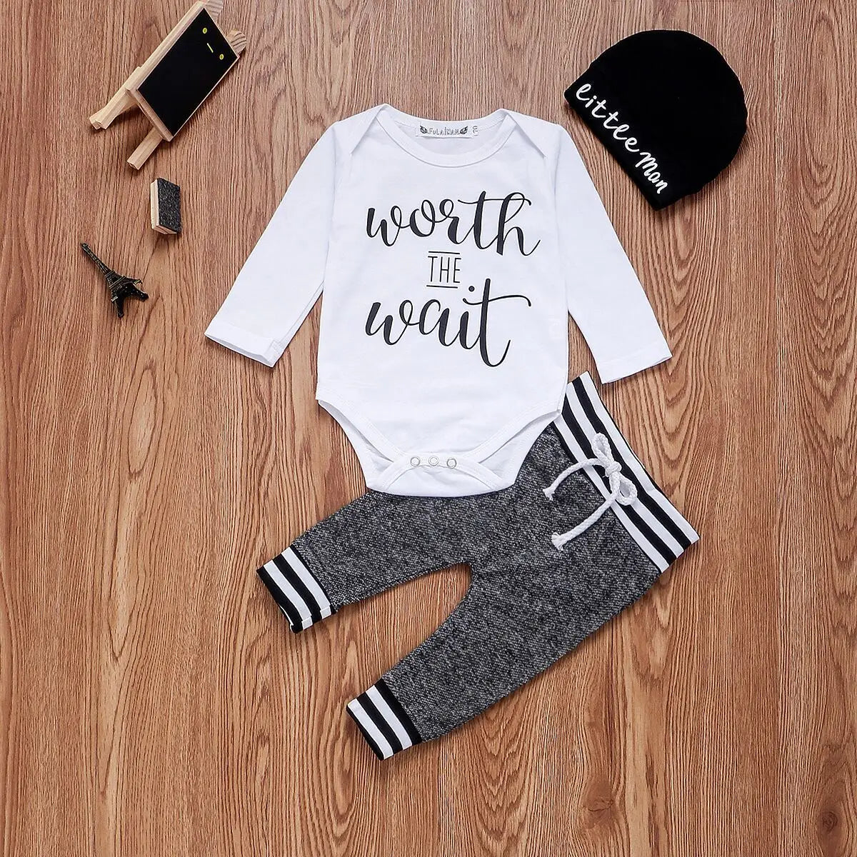 0-18Months Newborn Infant Baby Boy Clothes Cotton Sets Long Sleeve Romper Pant Hats Outfit 3Pcs Baby Warm Clothing