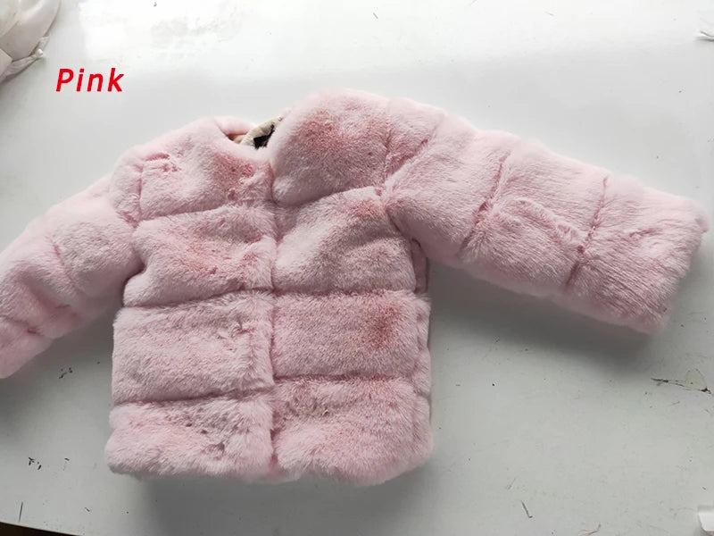 Girls Faux Fur Coat Winter Children Girls Long Sleeve Christmas Jacket Warm Kids Girls Coat Girls Outerwear Clothing