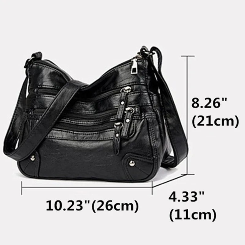 High Quality Women's Soft Leather Shoulder Bags Multi-Layer Classic Crossbody Bag Luxury Designer Handbag and Purse