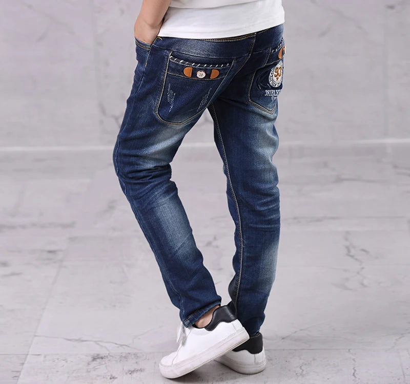 IENENS Fashion Jeans Trousers Boy's Denim Long Pants Kids Slim Jeans Young Children Straight Cowboy Pants 5-13Y Spring Autumn
