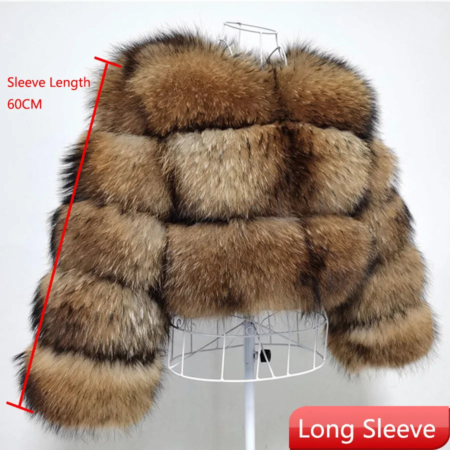 MAOMAOKONG Super Hot Winter Women Luxury Thick Real Raccoon Fur Coat Natural Fox Fur Jacket Plus Size Furry Jackets Female Vest