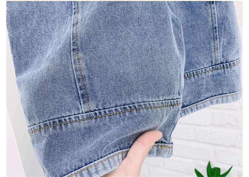 Korean style Spring Fall Kids Children Oversized Wide Leg Denim Overalls Baby Clothes Boys Girls Loose All-match Casual Pants