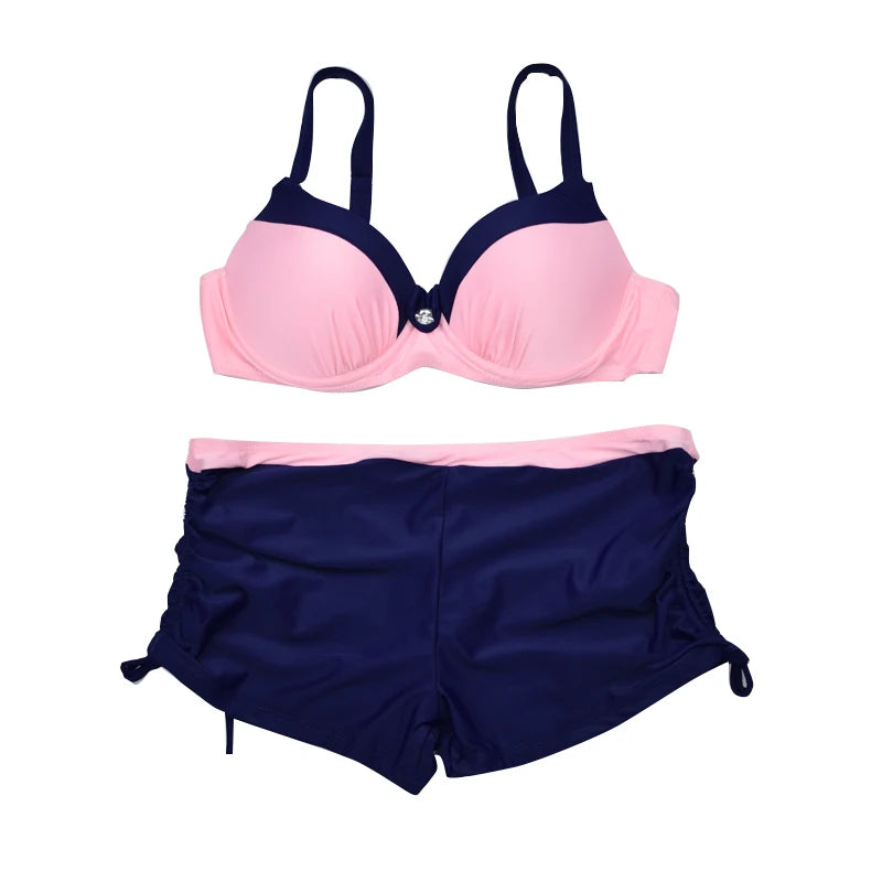 New Sexy Neon Swimwear Women Swimsuit Two Pieces Tankini Push Up Bathing Suit Tankinis With Shorts Mujer Womens Swim Suits Trunk