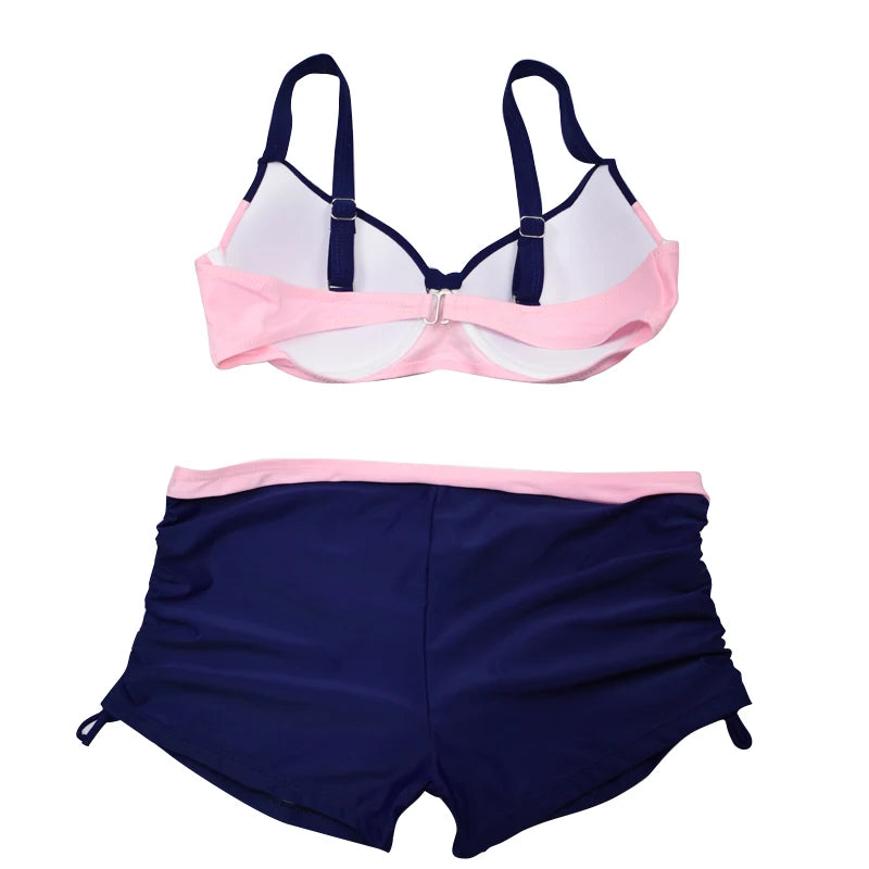 New Sexy Neon Swimwear Women Swimsuit Two Pieces Tankini Push Up Bathing Suit Tankinis With Shorts Mujer Womens Swim Suits Trunk