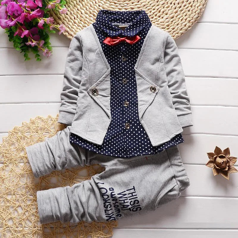 Kids Thinner Clothes Sets Spring Autumn Tracksuit Baby Boys Kid Long Sleeve Gentleman Suits Children T Shirt Pants Clothing Sets