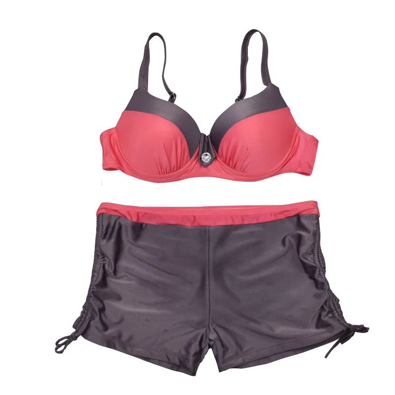 New Sexy Neon Swimwear Women Swimsuit Two Pieces Tankini Push Up Bathing Suit Tankinis With Shorts Mujer Womens Swim Suits Trunk
