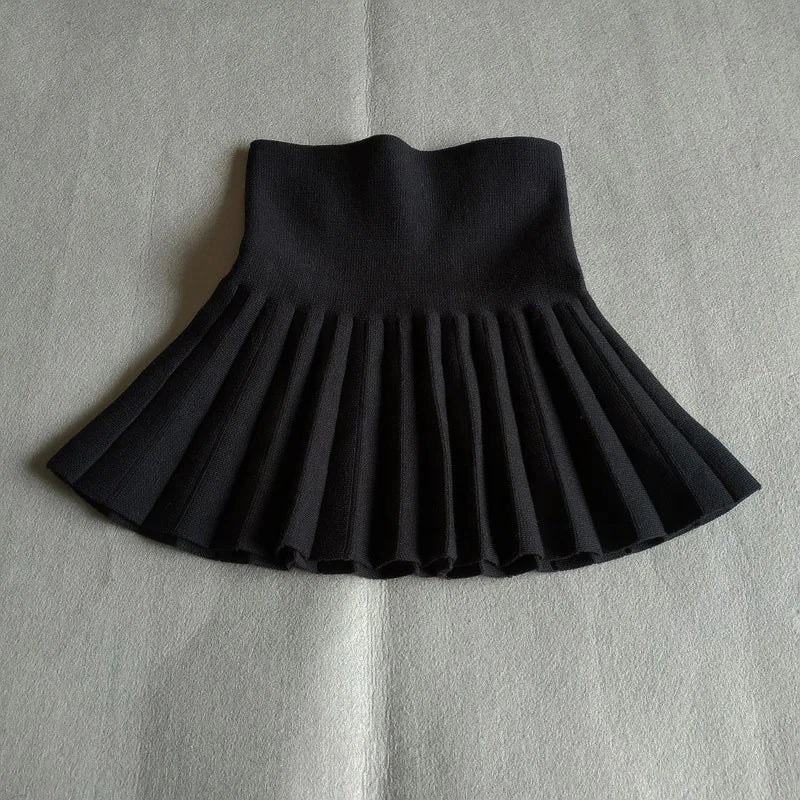 DE PEACH Winter Baby Girls Pleated Skirts Infant Kids Princess High Waist Knitted Mini Tutu Skirt Children Clothes 2-12Years
