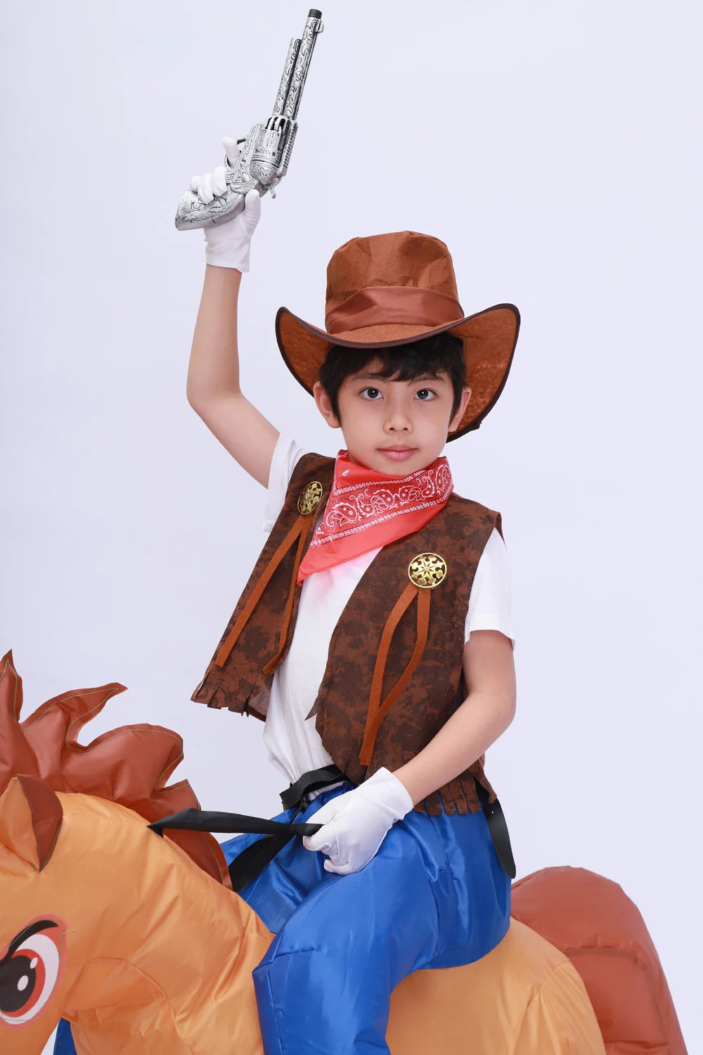 Kids Child Inflatable Horse Costume Cosplay Girls Boys Cowboy Ride Horse Funny Halloween Purim Party Inflated Garment Disfraces